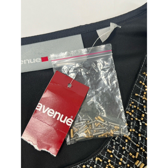 Avenue Black Beaded Balloon Sleeves Top Tunic Plus Size 26 28 New - Picture 10 of 15